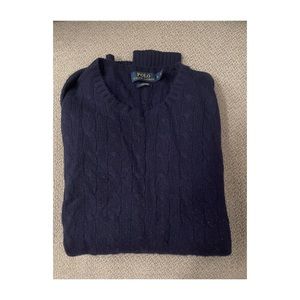 Polo Ralph Lauren large mens navy cable-knit cashmere sweater